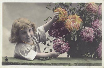 Bambina con fiori da French School
