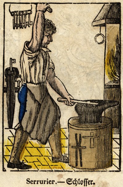 Fabbro; Serie sui mestieri, immagine di Epinal del XIX secolo da French School