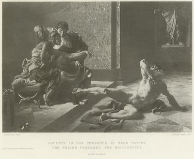 Locusta alla presenza di Nerone che prova il veleno preparato per Britannico (incisione) da French School
