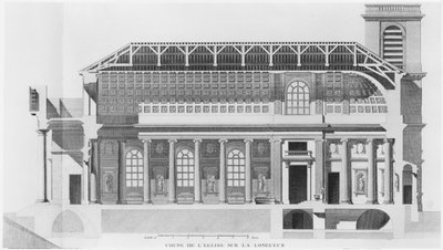 Sezione longitudinale della chiesa Saint-Philippe-du-Roule, Parigi da French School