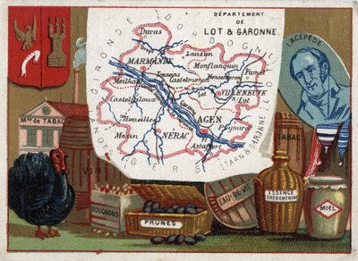Lot et Garonne (Lot-et-Garonne, 47), Aquitania, Francia. Fabbrica di tabacco, allevamento di tacchini, vino, tappi, prugne, brandy, benzina di trementina. Ritratto di Bernard Germain Etienne de Laville-sur-Illon, Conte di Lacepede (o de la Cepede) da French School