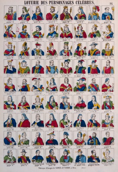 Lotteria di persone celebri, c.1870 da French School