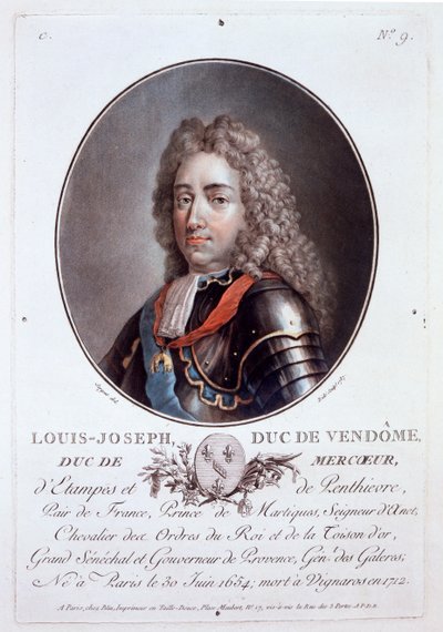 Louis-Joseph, Duca di Vendome, da Portraits des grands hommes, femmes illustres, et sujets memorables de France, pubblicato 1787-92 da French School