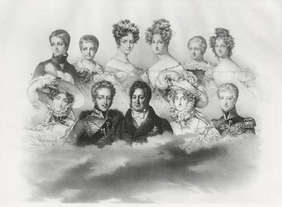 Luigi Filippo I e la sua famiglia nel 1830 (incisione) da French School