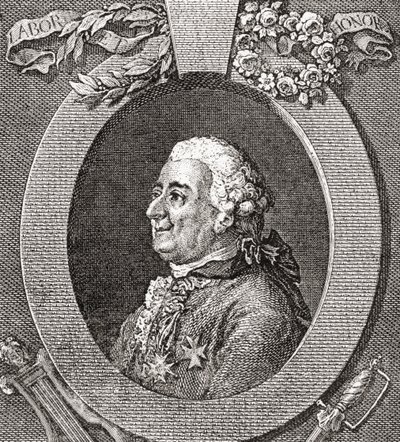 Louis-Élisabeth de la Vergne, conte di Tressan, 1705-1783. Soldato francese, medico, scienziato, medievalista e scrittore. Da Les Heures Libres pubblicato nel 1908 da French School