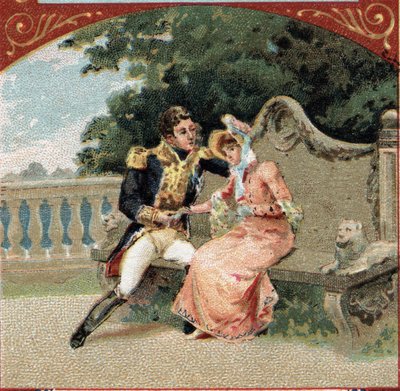 Louis Alexandre Berthier (1753-1815), Principe di Wagram, con Madame Visconti, la sua amante, al Castello di Grosbois. Cromolitografia della fine del XIX secolo da French School