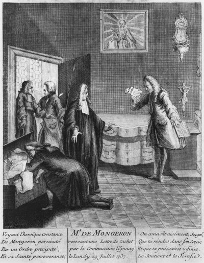 Louis Basile Carre de Montgeron riceve una lettre de cachet dal re Luigi XV, 1737 da French School
