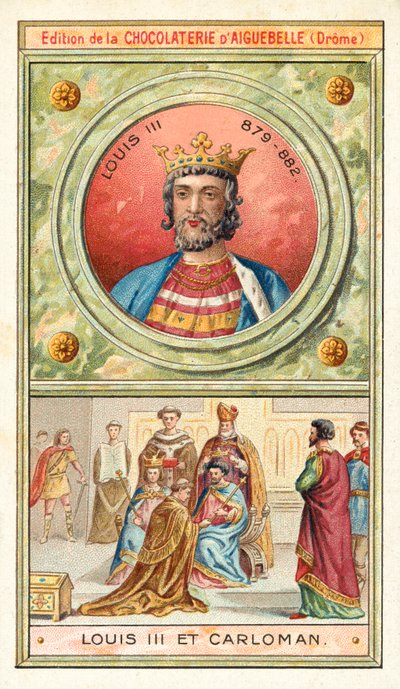 Luigi III e il suo fratello minore Carlomanno II, re congiunti di Francia, IX secolo da French School