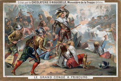 Luigi II di Borbone, Principe di Condé, noto come Le Grand Condé, alla Battaglia di Friburgo nel 1644. Cromolitografia del XIX secolo da French School