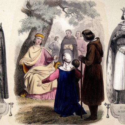 Luigi IX, detto San Luigi (1214-1270) che rende giustizia sotto una quercia da French School
