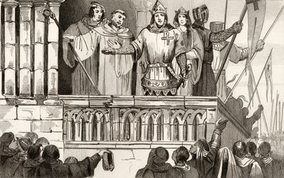 Luigi VII (1120-80) il Giovane raccoglie sostegno per la Seconda Crociata nel 1144, da 