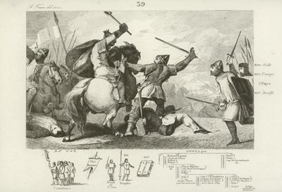 Luigi VI di Francia combatte gli inglesi alla battaglia di Brenneville, 1119 da French School