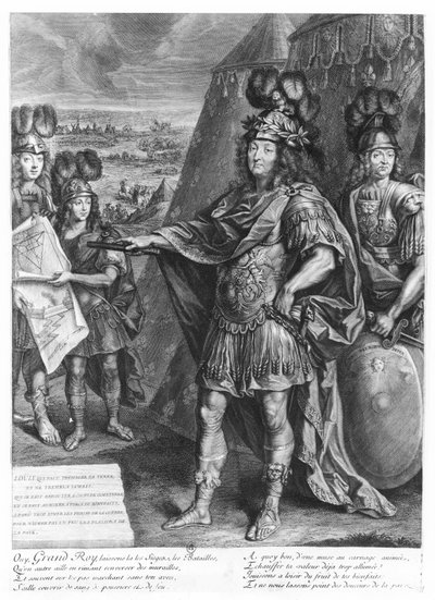 Luigi XIV che ordina di fortificare i confini (incisione) da French School