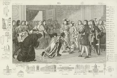 Luigi XIV presenta suo nipote, Filippo V, agli inviati spagnoli, come loro nuovo re, 1700 da French School