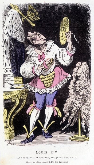 Luigi XIV: il grande re, trascurato, asticando il suo sole - in "Histoire de France Tintamarresque" di Touchatout da French School