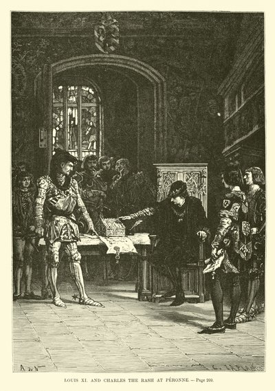 Luigi XI e Carlo il Temerario a Peronne da French School