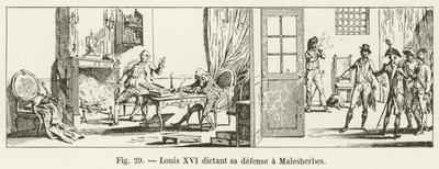 Luigi XVI che detta la sua difesa a Malesherbes da French School