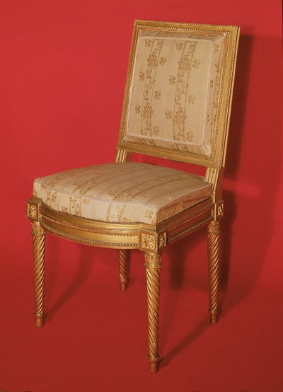 Sedia in stile Luigi XV (legno dorato e seta) da French School