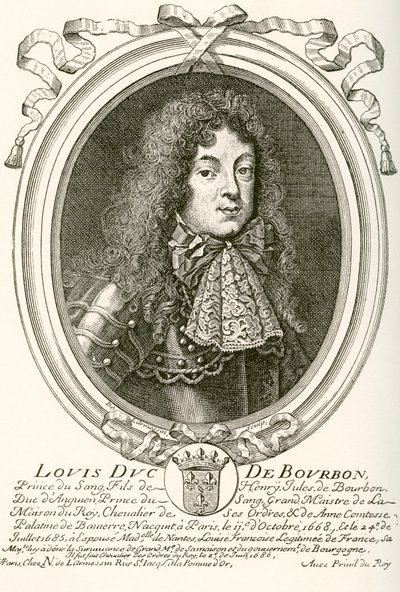 Louis de Bourbon, Principe di Condé, 1668 - 1710. Principe del sangue alla corte francese di Luigi XIV. Da Les Heures Libres pubblicato 1908 da French School