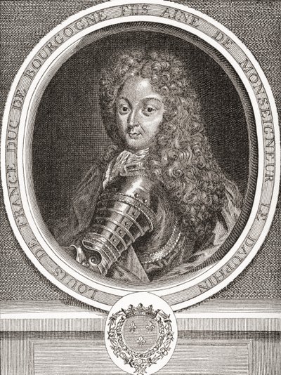 Louis de France, figlio di Francia, duca di Borgogna, 1682-1712. Figlio maggiore di Louis, Delfino di Francia, noto come Le Petit Dauphin. Da Les Heures Libres pubblicato nel 1908. da French School