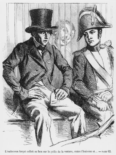 Lucien de Rubempre e Vautrin arrestati, illustrazione da Splendeurs et Miseres des Courtisanes di Honore de Balzac, pubblicato nel 1867 da French School