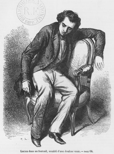 Lucien de Rubempre sopraffatto dal dolore, illustrazione da 
