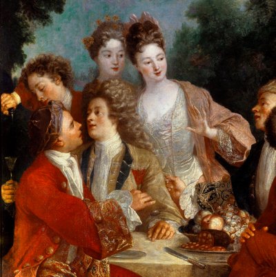 Pranzo nel Parc Des nobles a un banchetto di campagna. (dettaglio) Museo delle Belle Arti di Orleans da French School