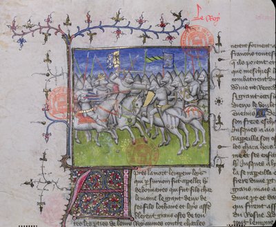 Combattimento tra i figli di Ludovico il Pio, dalle Grandes Chroniques de France, 1375-79 da French School
