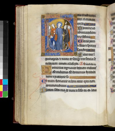Derisione di Cristo con Gesù, circondato da tormentatori, inclusi due uomini con cappelli ebraici, dal Salterio e Ore di Isabella di Francia da French School