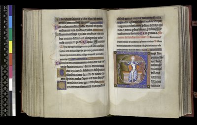 MS 300 f.197v-198r, Suffragio alla Trinità, dal Salterio e Ore di Isabella di Francia, Parigi, c.1265-70 da French School