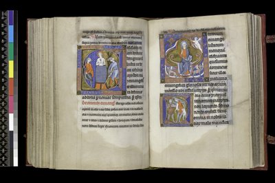 MS 300 f.201v-202r, Suffragio a San Giovanni e Suffragio ai Santi Innocenti, dal Salterio e Ore di Isabella di Francia, Parigi, c.1265-70 da French School