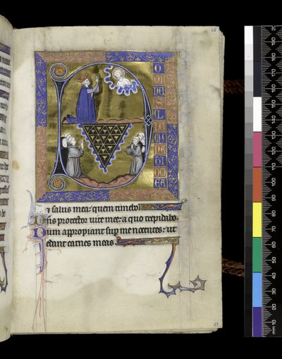 MS 300 f.26r, Davide prega Dio, foglio dal Salterio e Ore di Isabella di Francia, Parigi, c.1265-70 da French School