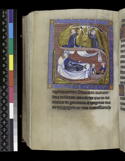 Collette, sermoni e lezioni per la Natività della Vergine, dal Salterio e Ore di Isabella di Francia, Parigi, c.1265-70 da French School
