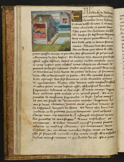 MS Hunter 252 008v Pagina da Cent Nouvelles Nouvelles, c.1461-62 da French School
