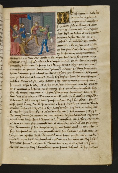 MS Hunter 252 014r Pagina da Cent Nouvelles Nouvelles, c.1461-62 da French School