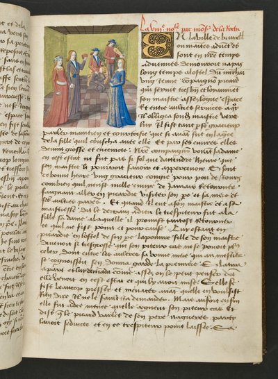MS Hunter 252 019r Pagina da Cent Nouvelles Nouvelles, c.1461-62 da French School