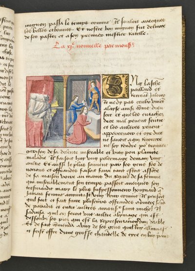 MS Hunter 252 025r Pagina da Cent Nouvelles Nouvelles, c.1461-62 da French School