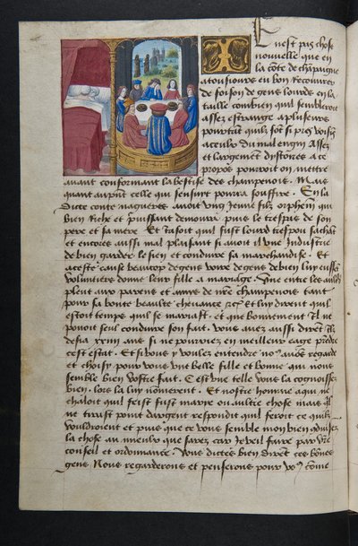 Pagina da Cent Nouvelles Nouvelles, c.1461-62 da French School