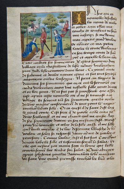 Pagina da Cent Nouvelles Nouvelles, c.1461-62 da French School