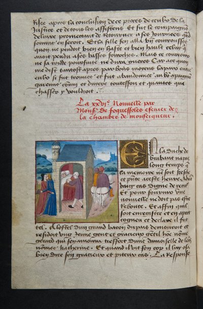 Pagina da Cent Nouvelles Nouvelles, c.1461-62 da French School