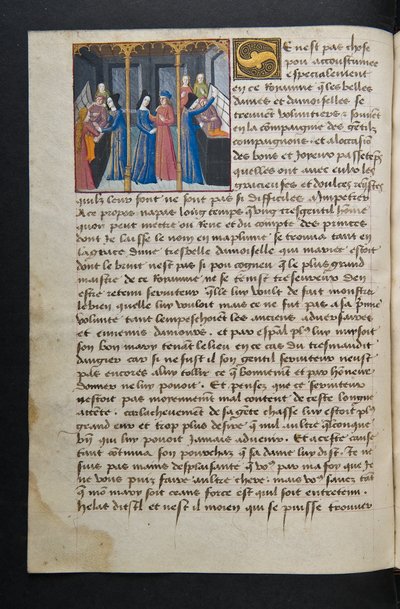 Pagina da Cent Nouvelles Nouvelles, c.1461-62 da French School
