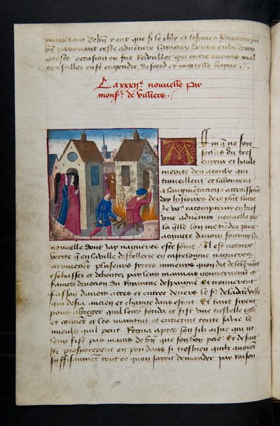 Pagina da Cent Nouvelles Nouvelles, c.1461-62 da French School
