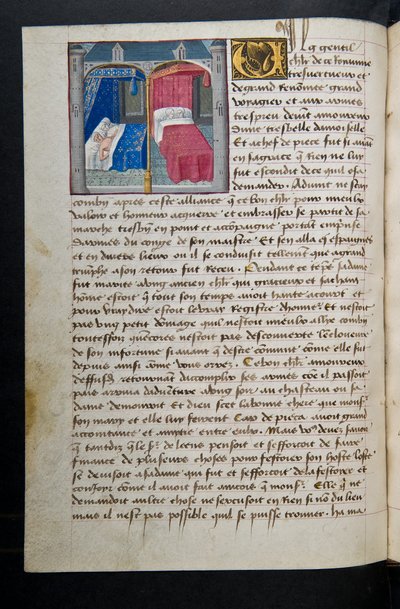 Pagina da Cent Nouvelles Nouvelles, c.1461-62 da French School