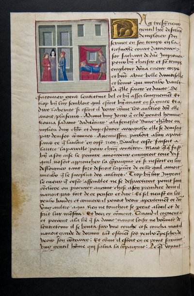 Pagina da Cent Nouvelles Nouvelles, c.1461-62 da French School