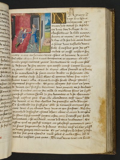 Pagina da Cent Nouvelles Nouvelles, c.1461-62 da French School