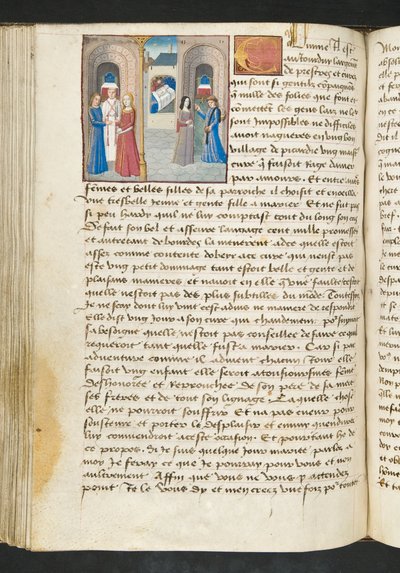 Pagina da Cent Nouvelles Nouvelles, c.1461-62 da French School