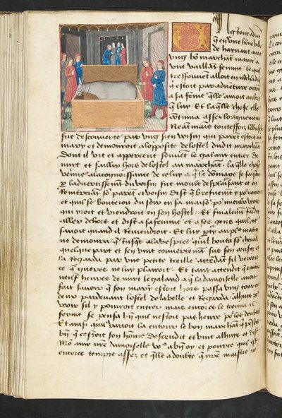Pagina da Cent Nouvelles Nouvelles, c.1461-62 da French School