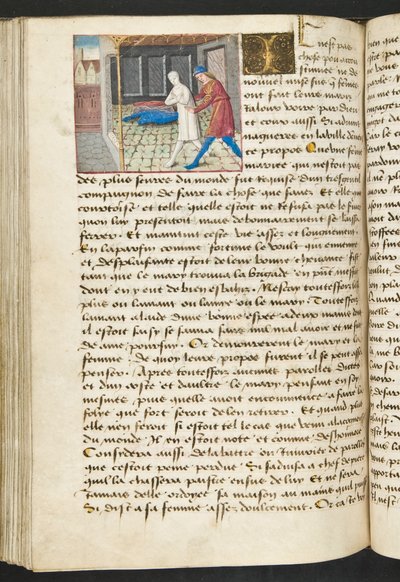 Pagina da Cent Nouvelles Nouvelles, c.1461-62 da French School