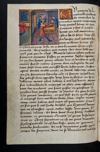 Pagina da Cent Nouvelles Nouvelles, c.1461-62 da French School