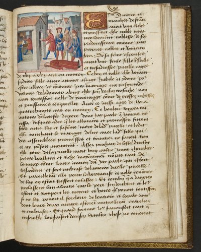 Pagina da Cent Nouvelles Nouvelles, c.1461-62 da French School